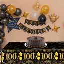 3 PCS 100th Birthday Tablecloth Black and Gold Theme Table Cloths for Parties Cheer to 100 Years Happy Birthday Tablecloth for Men Women Birthday Anniversary Party Supplies