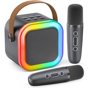 Mini Karaoke Machine for Kids Adults, Portable Bluetooth Speaker with 2 Wireless Karaoke Microphones, 2026 TOP Birthday for Girls Boys 3,4,5,6,7,8+Year Old Toddler Toys Karaoke Player Valentine (Space Gray 2 Mics)