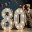 imprsv Marquee Numbers Large 80th-Birthday Decorations: 3FT Light Up Numbers 80 Years Old Birthday Decor for Men Women Big Sign Party Anniversary Cardboard Backdrop Mosaic Balloon Signs Blocks