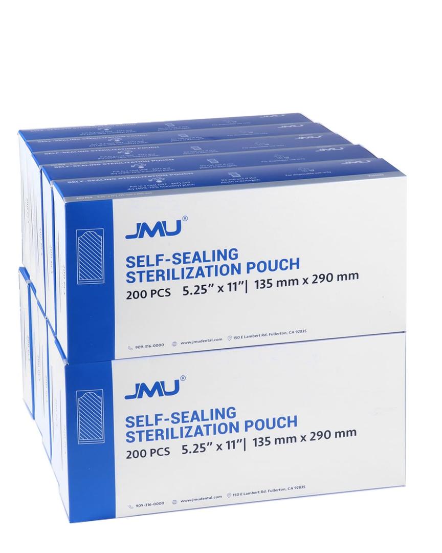 JMU Self Sealing Sterilization Pouches Autoclave Bags (Box of 10, 5.25 x 11 Inch)