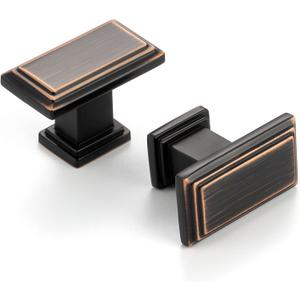10 Pack 1-1/2 Inch Oil Rubbed Bronze Cabinet Knobs Brushed Bronze Drawer Knobs Rectangular Bronze Cabinet Pulls, ZK2206 Kitchen Hardware for Cabinets Drawers Bedroom Dresser Cupboard Bathroom