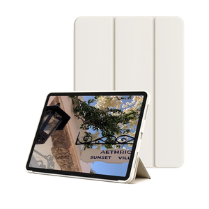 for iPad (A16) 11th/10th Generation Case (11/10.9 Inch, 2025/2022) Without Pencil Holder, Slim Trifold Stand Smart Cover & Soft TPU Back, Auto Wake/Sleep & Support Touch ID, Cream White