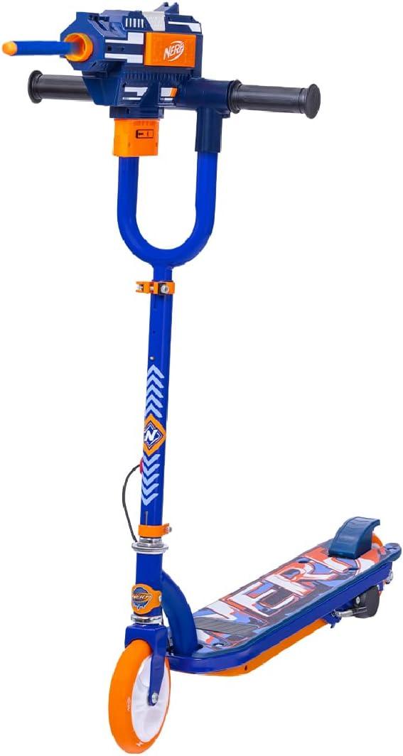 Flybar NERF Kids Electric Scooter - Kick Scooter,NERF Blaster, Fires Up to 60 Feet, Adjustable Height, Anti-Slip Deck, Rear Brake, E Scooter for Kids,Kids Scooter, Ages 8+, Up to 185 lbs