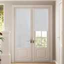 NICETOWN 100% Blackout Roller Shades, No Tools No Drill Cordless Blinds for Windows, Thermal Insulated Privacy French Door Window Shades for Bedroom Kitchen (26" W x 64" L, Greyish White, 1 Panel)