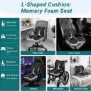 L-Shaped Memory Foam Seat Cushion with Back Support for Office Car Gaming, 17.3 x 15.7 x 14.5 inches