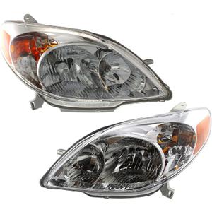 Garage-Pro Headlights Assembly Pair for Toyota Matrix Base XR XRS 2003-2008 Halogen, With Bulbs, Replaces# 8115002220 8111002210