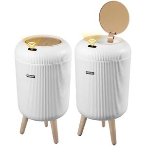 VZZNN 2 Pack Automatic Motion Sensor Trash Cans, 3 Gallon / 11L Touchless Trash Bins with Removable Legs, Slim Waterproof Design for Bathroom, Kitchen, Bedroom, and Office - White