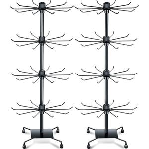 BBTO 2 Pcs Rotating Display Stand Jewelry Display Rack with Hooks Metal Earrings Stand for Vendors Necklace Bracelet Selling(Black,37.4 x 15.8 Inch)
