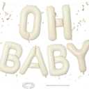 2 x 40 Inch Beige OH BABY Letter Balloons,Large Cream White Netrual Foil Balloons for Gender Reveal Boho Baby Shower Decorations,Oh Baby Sign for Backdrop Engagement Wedding Birthday Party Decorations