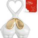 XMGZQ White Gold Elephant Gifts for Women, Small Ceramic Elephant Figurines with Trunk Up, Wedding for Couples Statue, Knick Knacks for Shelves, Show Pieces for Home Decor Living Room