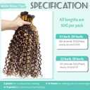 Water Wave I Tip Hair Extensions Human Hair,Ombre Brown Balayage Honey Blonde Highlights Hair Extensions Real Human Hair 16 Inch Cold Fusion Remy Hair Curly I tip Extension for Women 100 Strands 50G