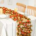 KHOYIME 9 Pack 72 FT Artificial Flower Garland, Fake Orange Roses Vines Silk Flowers Faux Plastic Outdoor Hanging Floral Garland Fall Autumn Decoration for Indoor Table Home Wall Backdrop Room Decor, 9PCS