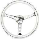 380 mm (15 inches) Wood Steering Wheel-Classic - ABS Wood with Polished Spokes 3 Aluminum Spoke Bracket 6 Bolts,Dish Depth 60MM-Universal Fit