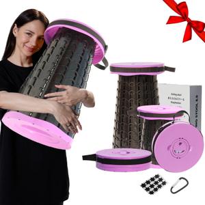 ALEVMOOM Upgraded 19.7" Portable Collapsible Folding Stool Retractable Telescoping Foldable Stool for Adults Heavy Duty Camping Sturdy with Max Load Capacity 1000lbs for Outdoor Fishing Hiking BBQ (Light Purple)