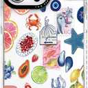 for iPhone 13 Pro Case, Coastal Fruit Collage Pattern with Lucky Charms, Military-Grade Drop Protection, Boho Y2K Soft Slim TPU Protective & Camera Protection for Women Girls (BuleArtCut)