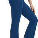 baleaf Womens Flare Leggings with Zipper Pockets Drawstring Flared Yoga Pants Bell Bottom Leggings Tummy Control (S)