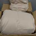 Amazon Basics All-Season Down-Alternative 3-Piece Comforter Bedding Set, Soft Lightweight Microfiber, Pinch Pleat Design, King, Beige