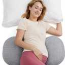 Momcozy Portable Pregnancy Pillow – W Shaped Maternity Support for Side Sleepers, Adjustable Travel Wedge Pillow for Back, Belly, and Hip Relief, Ideal for Pregnant Women, Deep Grey, Regular