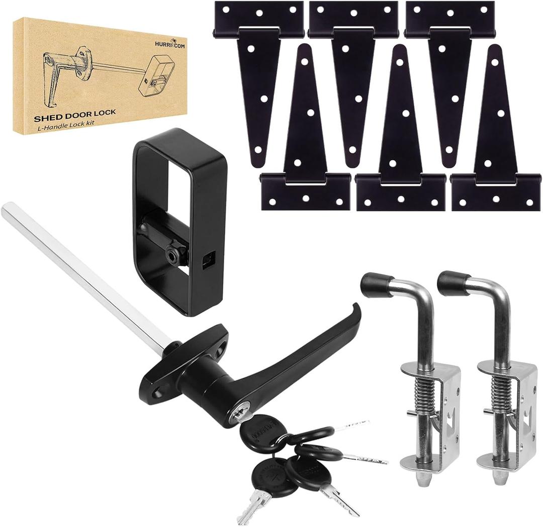 Shed Door Hardware Kit with Hinges, Latch, Lock, and Handle - Complete Gate Hardware Set for Your Shed Door