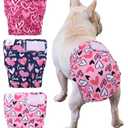 CuteBone Washable Dog Diapers Female No Tail Hole 3 Pack Reusable Doggie Period Training Pants Valentines for Docked-Tail Frenchie French Bulldog Boston Terrier Without Tail WWD20S Small