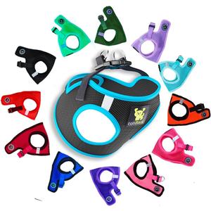 EcoBark Step in Dog Harness Reflective Soft Ultra Padded Mesh Dog Harnesses for XXS, XS, Small, and Medium Dogs Eco-Friendly Comfort Secure Halter No Pull Adjustable Pet Vest (Small- 7 to 10 lbs - Chest Up to 14 in (Pack of 1), Black and Teal Trim)