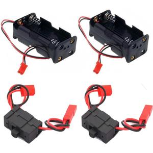 2Set ShareGoo On/Off Power Switch Battery Receiver & 4 Cell AA Battery Container Case Holder Pack Box with JST Plug Compatible with HSP Redcat Traxxas 1/8 1/10 RC Nitro Power Car Crawler Truck
