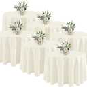 Fitable 6 Pack Ivory Round Tablecloths - 120 Inches in Diameter - Stain Resistant and Washable Table Clothes, Polyester Fabric Table Covers for Wedding, Party, Banquet, Formal Events