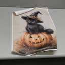 FireDeer Vintage Halloween Canvas Wall Art, Cute Black Cat Witchy Print Poster, Retro Funny Lighted Pumpkin Decoration, Victorian Gothic Wiccan Artwork, Creepy Halloween Pictures (24L" x 16W")