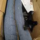 Sweetcrispy Criss Cross Chair Legged, Armless Office Desk Chair No Wheels, Swivel Vanity Chair, Height Adjustable Wide Seat Computer Task Chair, Fabric Vanity Modern Home Chair Blue 