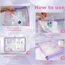 Travel Jewelry Organizer Transparent Jewelry Storage Book Set with Pocket Traveling Necklace Earring Organizer with Zipper for Ring, Bracelets, Stud (120 Grids +75 Thicken PVC Zipper Bags, Purple)
