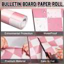 Inkspire Pink Checked Bulletin Board Paper Roll,14.8FTx47IN Large Reusable Waterproof Erasable Classroom Wall Background Backdrop Paper,Fade-Resistant Fabric Wrapping School Decors Teacher Supplies