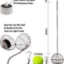Solar Hanging Lanterns Outdoor Waterproof, Rust Iron Ball Candle Holder with Flickering Solar Powered Tea Lights, Perfect Chargeable Solar Lights for Backyard Patio Garden Fence Tree Decoration-4Pack