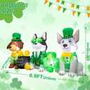 7FT Long St. Patricks Day Inflatables Outdoor Decorations Blow Up Inflatable Yard Decorations with LED Light Spring Green St. Patrick's Cute Dog Shamrock Outside Holiday Party Garden Lawn Decor