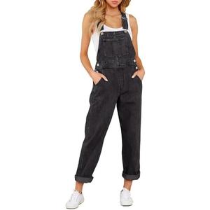 LookbookStore Women's Casual Stretch Denim Bib Overalls Pants Pocketed Jeans Jumpsuits Size M