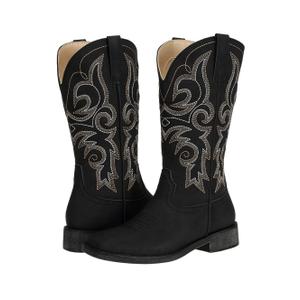 SheSole Cowgirl Boots for Women Square Toe Mid Calf Embroidered Fashion Western Cowboy Boots 36/6
