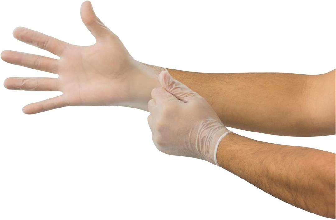 Ansell Microflex Derma Free DF-850 Disposable Smooth Vinyl Gloves for Food Prep & Handling - Medium, Natural (Case of 1000)