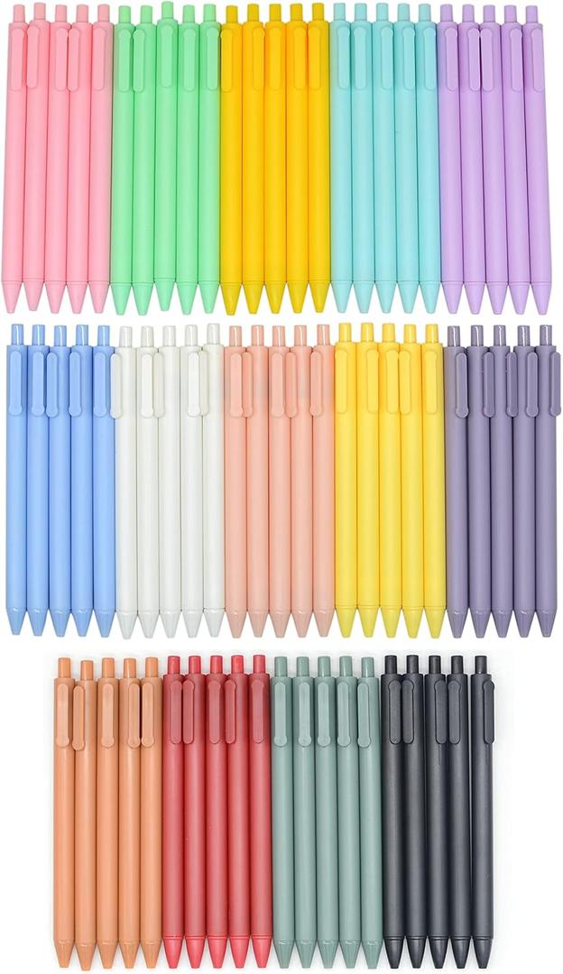 YYaaloa 70pcs Cute Pens Black Gel Ink Pens Retractable 0.5mm Gel Pens Bullet Point Nice Gifts Fun Pens for Women Office Supplies