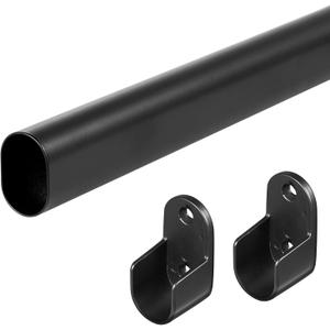 Oval Closet Rod for Hanging Clothes Adjustable Closet Rods 18 to 40 Inch Heavy Duty Black Poles Bar Closet Rod Expandable for Wardrobes Laundry RV
