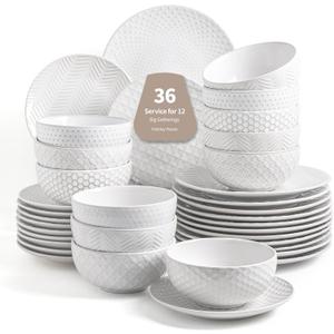 36-Piece Dinnerware Set for 12,Transform Your Table with Stylish Plates & Bowls,Ideal for Hosting, Entertaining & Special Occasions, Dishwasher Safe
