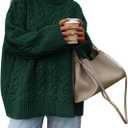 Okiwam Women's Oversized Sweaters Crewneck Cable Knit Pullover Casual Loose Fall Outfits Spring Fashion Clothes 2026 (Dark Green), Small