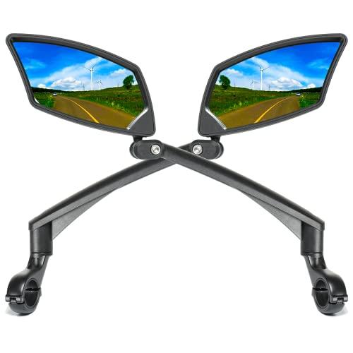 BriskMore Bike Handlebar Mirrors 1 Pair, High–Definition Convex Scratch Resistant Glass Lens,Safe Rearview Bicycle Mirrors(Right And Left Side) BT-016
