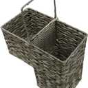 Trademark Innovations 14.5" Plastic Wicker Storage Stair Basket With Handles (Grey)