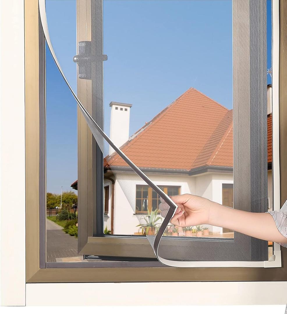 DIY Magnetic Window Screen Adjustable Mesh Screens net Fits Max 32 x 23 White Frames with Fiberglass mesh
