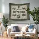 WAITPI Long Live Boyhood Cars Transport Vehicle Boat Plane Hanging Wall Tapestry for Boys Kids Room, Vintage Green Retro Wall Tapestries Decor for Toddler Room Dorm Playroom Nursery Classroom 50x60in (traffic)