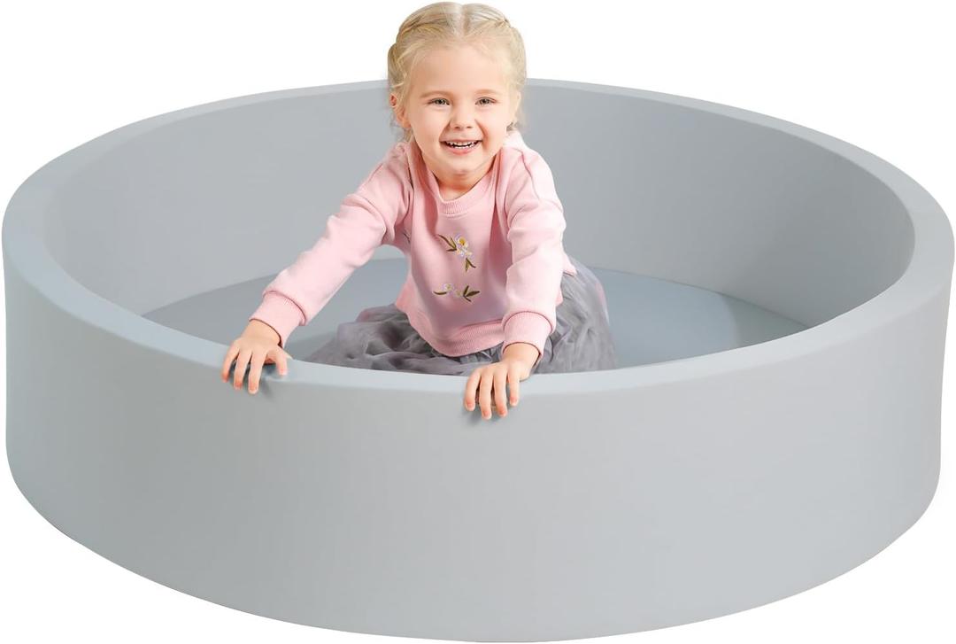 TRENDBOX Extra Large Soft Foam Ball Pit 51.2" x 11.8" (NO Balls) in Large Sponge Round Ball Pool Indoor Round Ball Pits Children Toddler Playpen - Light Gray (130CM, Light Grey)