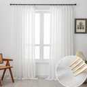 Pinch Pleated Drapes 108 Inches Long 1 Panel Off White Sheer Curtains for Living Room and Bedroom Semi-Sheer Light Filtering Curtains & Drapes for Sliding Glass Door, W52 x L108