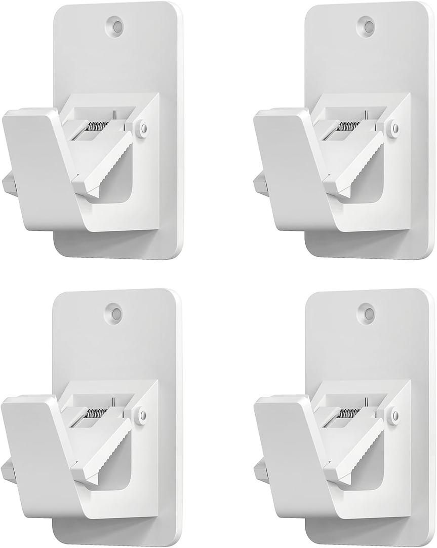 Universal Curtain Rod Holders, No Drill Curtain Rod Brackets, Self Adhesive Curtain Rod Brackets Up to 30 LB, Nail Free Curtain Rod Hooks for Bathroom, Bedroom, Livingroom, Kitchen (8PC, White)