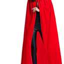 Velvet Cloak, Adult Hooded Cloak Velvet Cape Halloween Witch Costume for Men and Women Cosplay Costumes (Medium, Red)
