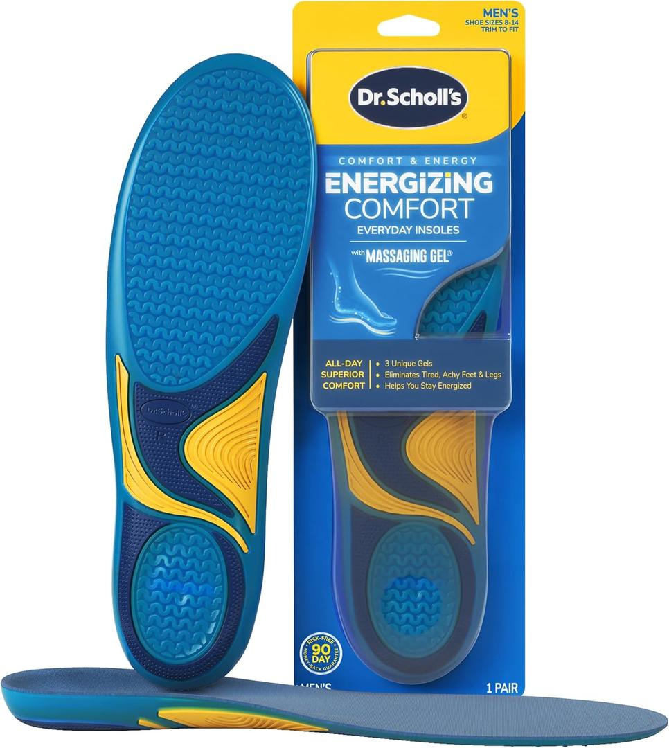 Dr. Scholls Energizing Comfort Mens Everyday Insoles with Massaging Gel - Clinically Proven, All-Day Energy and Comfort Inserts with Patented Triple Gel Design - Shock Absorbing, Arch Support, Style: Men (Size 8-14)