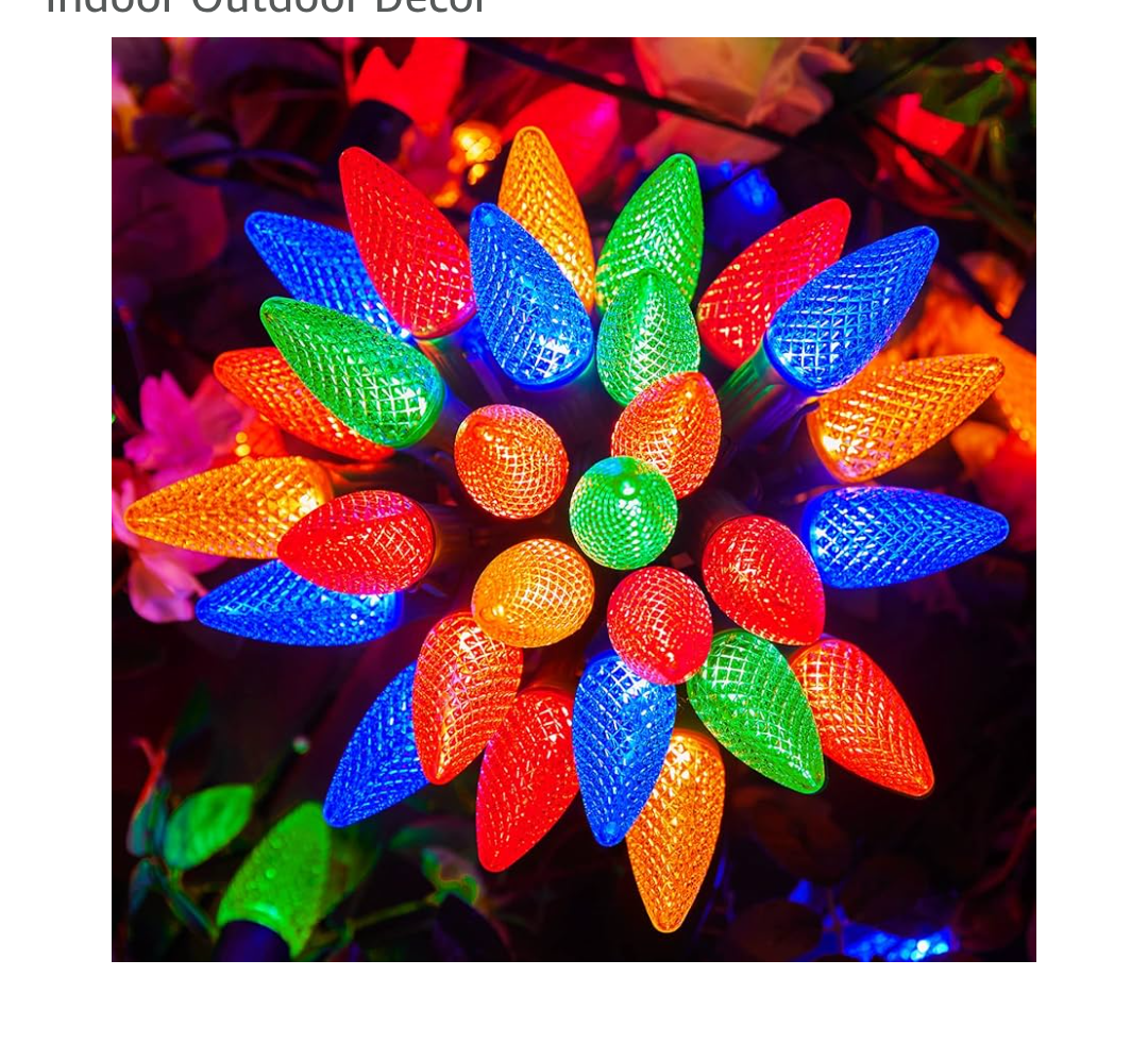 Brightown C9 Christmas String Lights Outdoor Led Fairy Lights Faceted Strawberry Lights Extendable UL Certified for Party Holiday Wedding Christmas Indoor Outdoor Decor